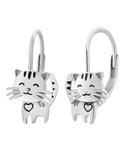 SREBRNE KOLCZYKI DLA DZIEWCZYNKI WISZĄCE KOTY 925