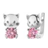 SREBRNE KOLCZKI DLA DZIEWCZYNKI WISZĄCE KOTY KOTKI RÓŻOWE SREBRO 925