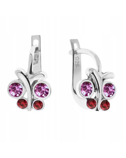 SREBRNE KOLCZYKI DLA DZIEWCZYNKI MOTYLKI ANGIELSKIE 925