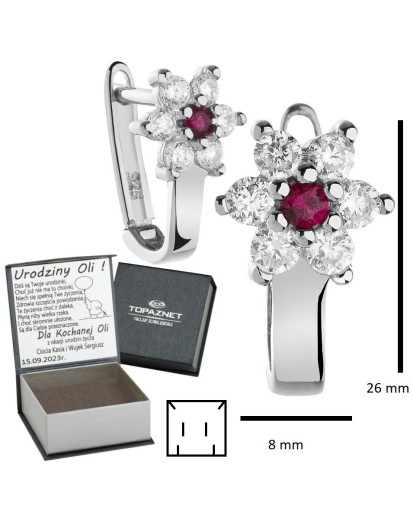 SREBRNE KOLCZYKI DZIECIĘCE KWIATKI ANGIELSKIE + GRAWER