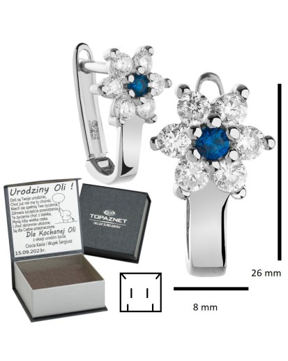 SREBRNE KOLCZYKI DZIECIĘCE KWIATKI ANGIELSKIE + GRAWER