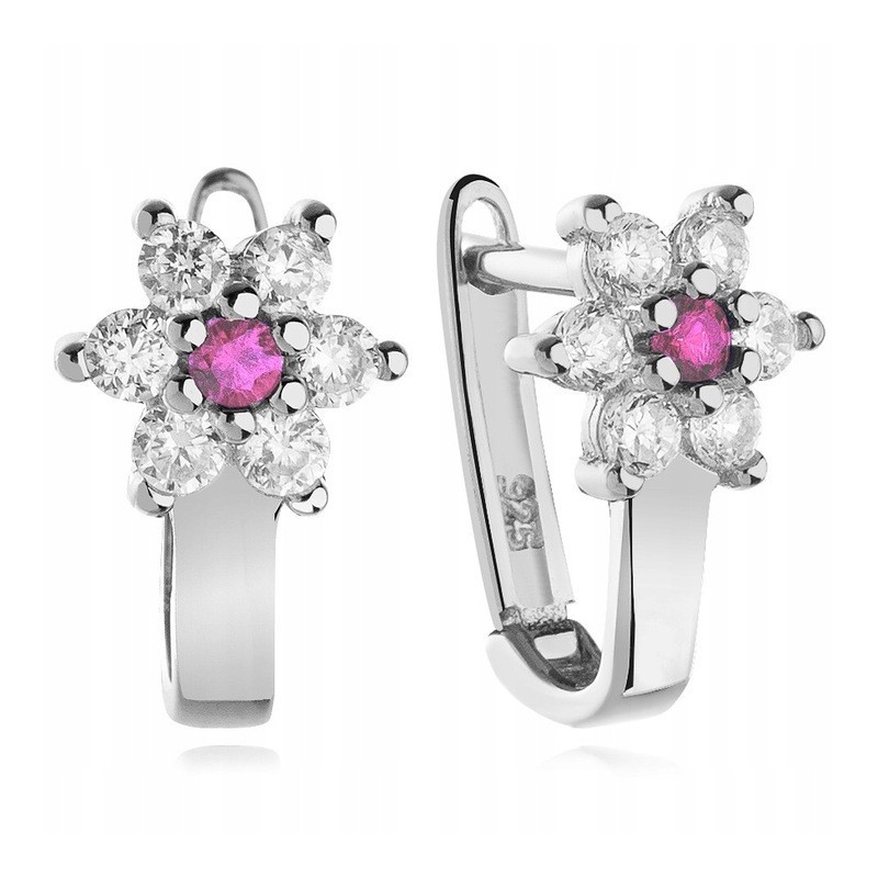 SREBRNE KOLCZYKI DZIECIĘCE KWIATKI ANGIELSKIE + GRAWER