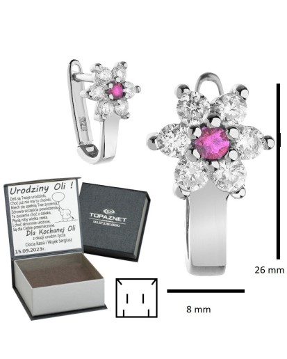 SREBRNE KOLCZYKI DZIECIĘCE KWIATKI ANGIELSKIE + GRAWER