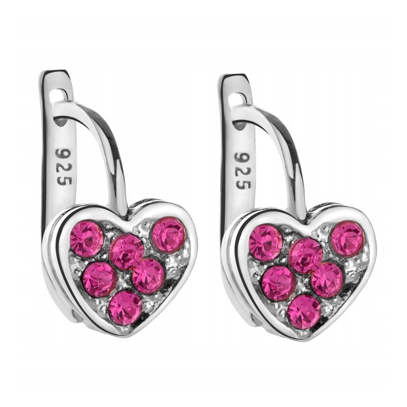 SREBRNE KOLCZYKI DZIECIĘCE SERDUSZKA ANGIELSKIE + GRAWER