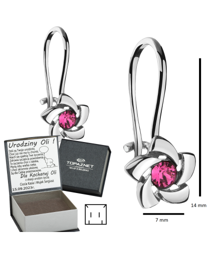 SREBRNE KOLCZYKI DZIECIĘCE GWIAZDKI WISZĄCE + GRAWER