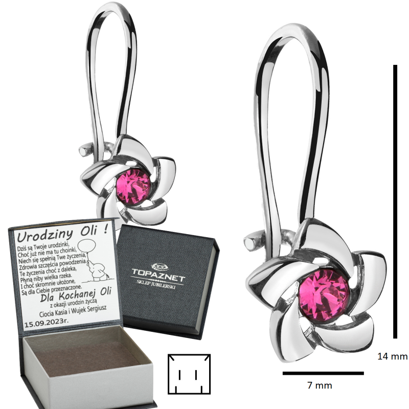 SREBRNE KOLCZYKI DZIECIĘCE GWIAZDKI WISZĄCE + GRAWER