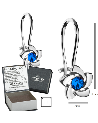 SREBRNE KOLCZYKI DZIECIĘCE GWIAZDKI WISZĄCE + GRAWER