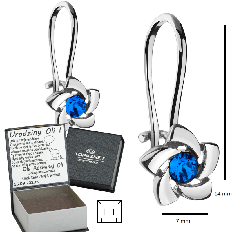 SREBRNE KOLCZYKI DZIECIĘCE GWIAZDKI WISZĄCE + GRAWER