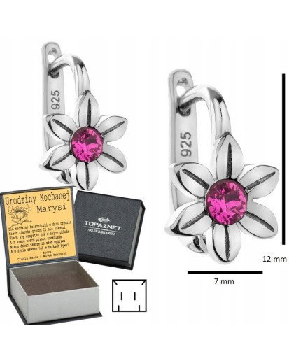 SREBRNE KOLCZYKI DZIECIĘCE KWIATUSZKI ANGIELSKIE + GRAWER