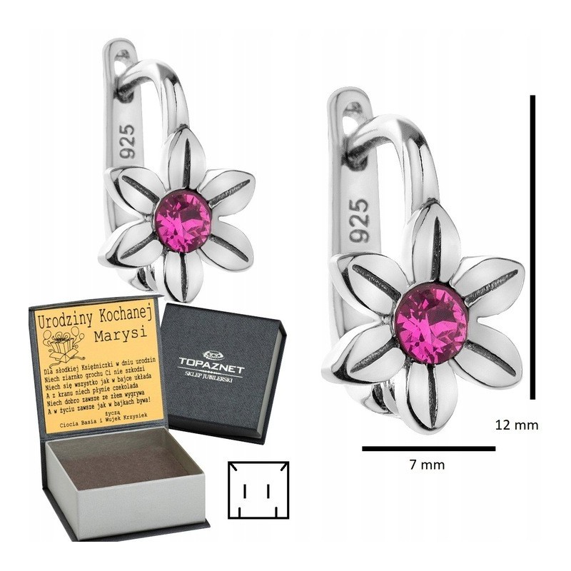 SREBRNE KOLCZYKI DZIECIĘCE KWIATUSZKI ANGIELSKIE + GRAWER