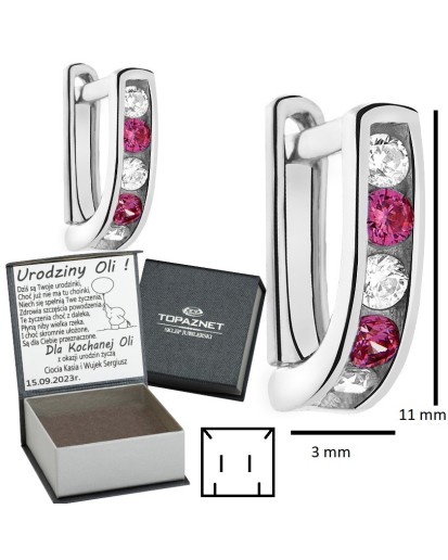 SREBRNE KOLCZYKI DZIECIĘCE PRZECINKI ANGIELSKIE + GRAWER