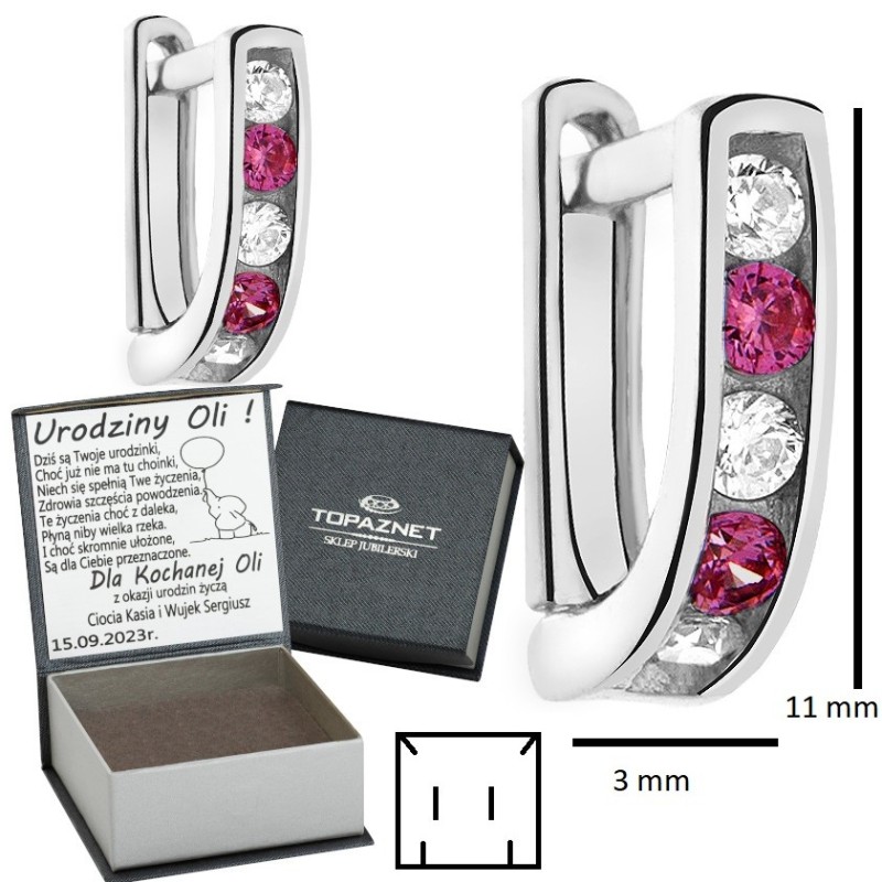 SREBRNE KOLCZYKI DZIECIĘCE PRZECINKI ANGIELSKIE + GRAWER