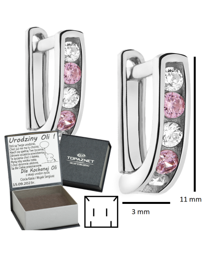 SREBRNE KOLCZYKI DZIECIĘCE PRZECINKI ANGIELSKIE + GRAWER