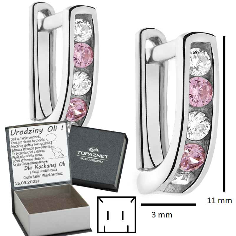 SREBRNE KOLCZYKI DZIECIĘCE PRZECINKI ANGIELSKIE + GRAWER