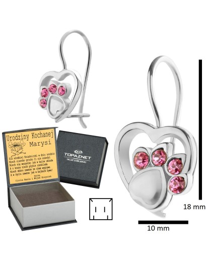 SREBRNE KOLCZYKI DZIECIĘCE ŁAPKI WISZĄCE + GRAWER