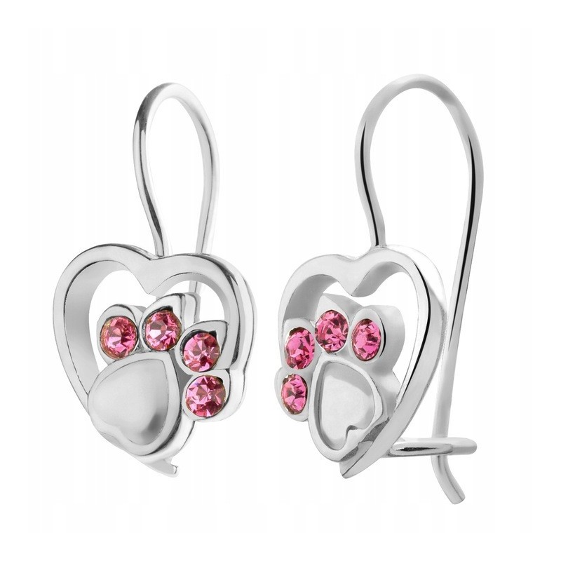 SREBRNE KOLCZYKI DZIECIĘCE ŁAPKI WISZĄCE + GRAWER