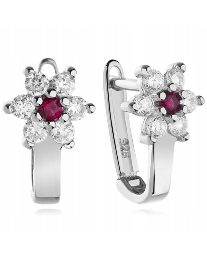 Srebrne kolczyki dziecięce kwiatki z cyrkoniami 925