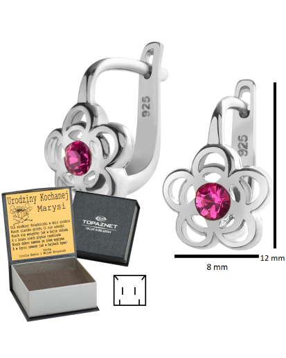 SREBRNE KOLCZYKI DZIECIĘCE KWIATUSZKI ANGIELSKIE + GRAWER