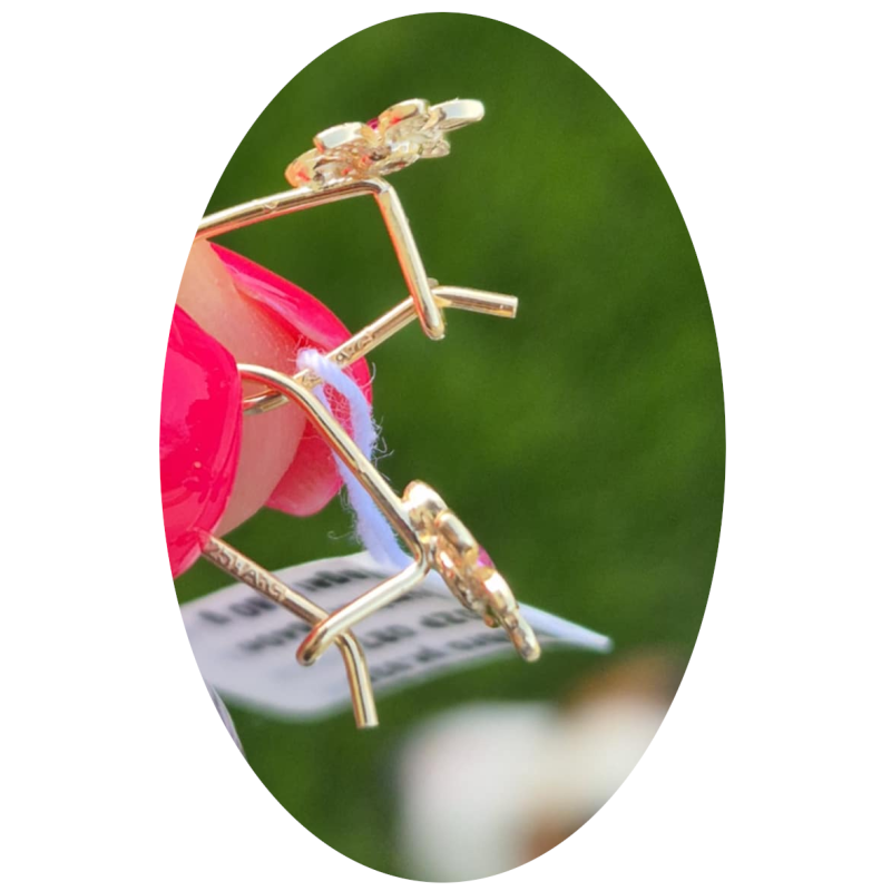 SREBRNE POZŁACANE KOLCZYKI DLA DZIEWCZYNKI KWIATKI RÓŻOWE 925