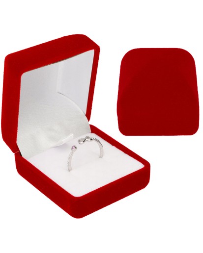 PUDEŁKO WELUROWE CZERWONE NA KOLCZYKI PIERŚCIONEK