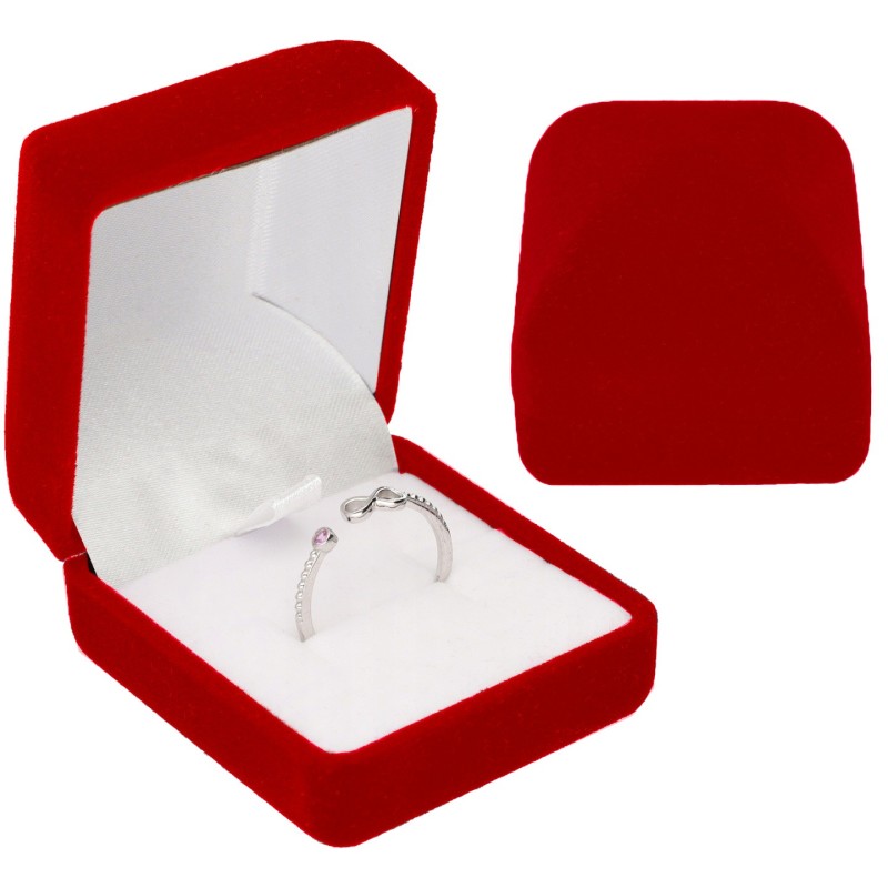 PUDEŁKO WELUROWE CZERWONE NA KOLCZYKI PIERŚCIONEK