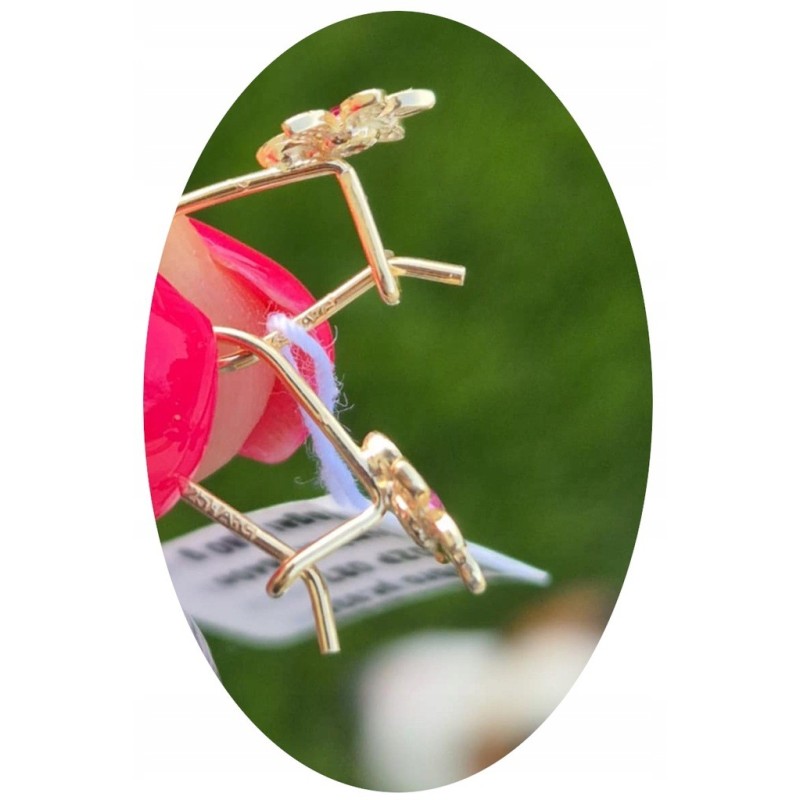 SREBRNE POZŁACANE KOLCZYKI DLA DZIEWCZYNKI KWIATKI RÓŻOWE 925