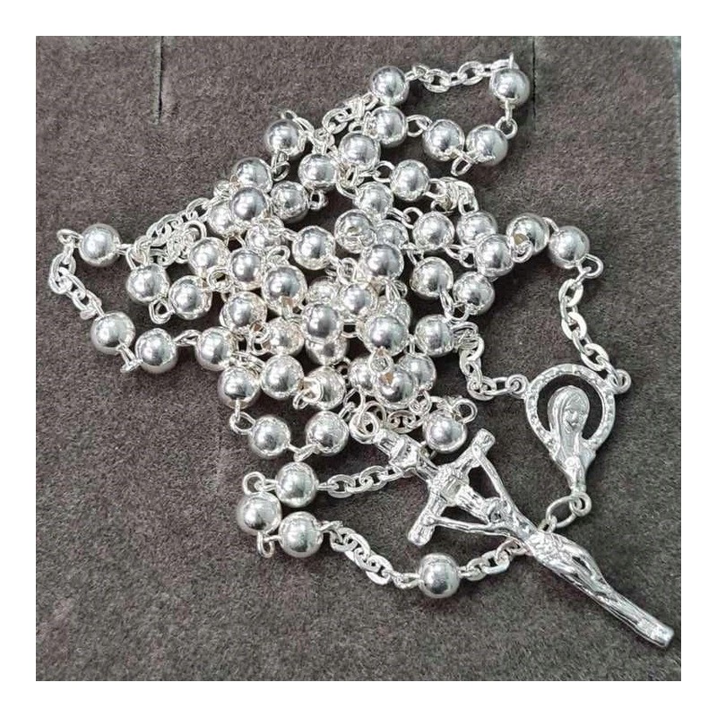 Różaniec srebrny na chrzest komunię prezent z paciorkami mały 925 + gratis
