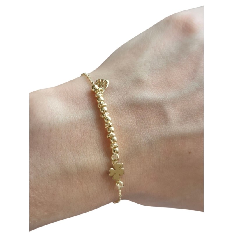 ZŁOTA BRANSOLETKA DAMSKA NA RĘKĘ CELEBRYTKA SERCE KONICZYNKA 925