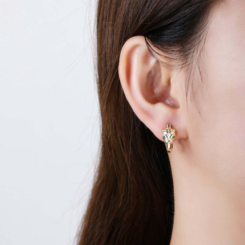 ZŁOTE DAMSKIE KOLCZYKI ANGIELSKIE CYRKONIA ZIELONA SREBRO 925