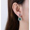 SREBRNE DAMSKIE KOLCZYKI WISZĄCE CYRKONIA ZIELONY SREBRO 925