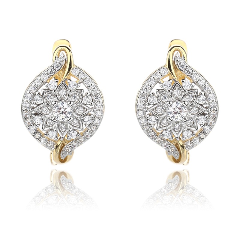 ZŁOTE DAMSKIE KOLCZYKI ANGIELSKIE CYRKONIA SREBRO 925