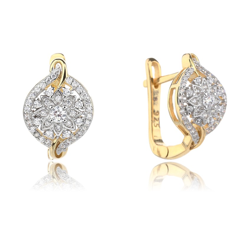 ZŁOTE DAMSKIE KOLCZYKI ANGIELSKIE CYRKONIA SREBRO 925