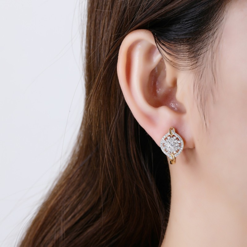 ZŁOTE DAMSKIE KOLCZYKI ANGIELSKIE CYRKONIA SREBRO 925