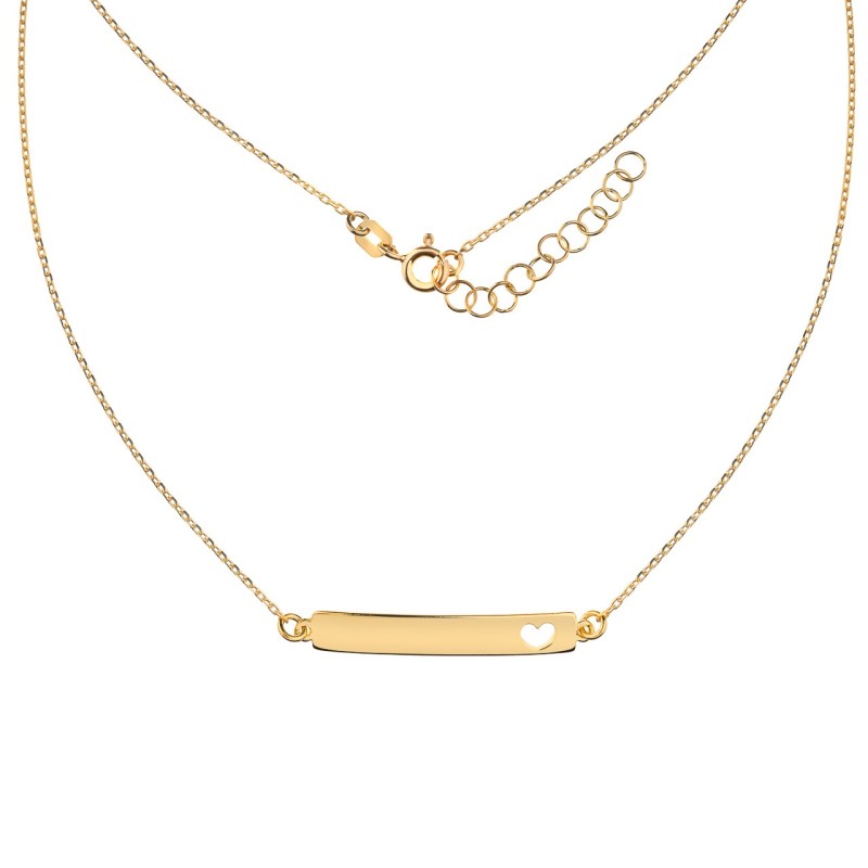 ZŁOTY DAMSKI NASZYJNIK  BLASZKA SERCE GRAWER 47CM 925