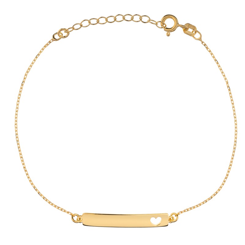 ZŁOTA DAMSKA BRANSOLETKA BLASZKA SERCE GRAWER 19CM 925