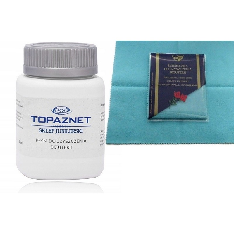 Płyn do czyszczenia biżuterii srebrnej i złotej + duża ściereczka