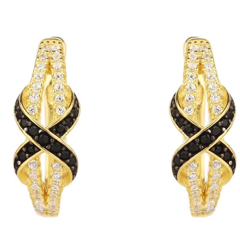 ZŁOTE DAMSKIE KOLCZYKI ANGIELSKIE CYRKONIA SREBRO 925