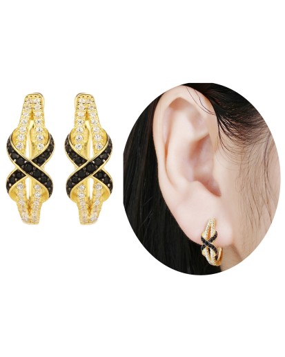 ZŁOTE DAMSKIE KOLCZYKI ANGIELSKIE CYRKONIA SREBRO 925