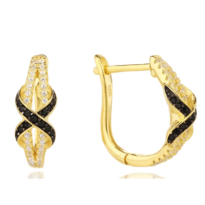 ZŁOTE DAMSKIE KOLCZYKI ANGIELSKIE CYRKONIA SREBRO 925