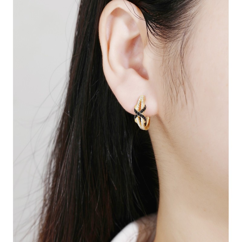 ZŁOTE DAMSKIE KOLCZYKI ANGIELSKIE CYRKONIA SREBRO 925