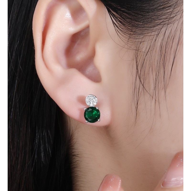 SREBRNE DAMSKIE KOLCZYKI KWIATKI CYRKONIA ZIELONA SREBRO 925