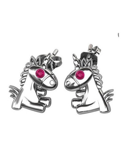 SREBRNE KOLCZYKI DLA DZIEWCZYNKI JEDNOROŻCE RÓŻOWA CYRKONIA SREBRO 925