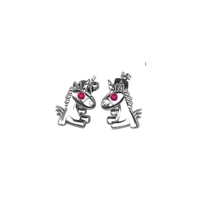 SREBRNE KOLCZYKI DLA DZIEWCZYNKI JEDNOROŻCE RÓŻOWA CYRKONIA SREBRO 925