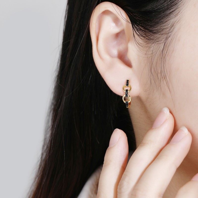 SREBRNE DAMSKIE KOLCZYKI ZŁOTE ANGIELSKIE CYRKONIE SREBRO 925