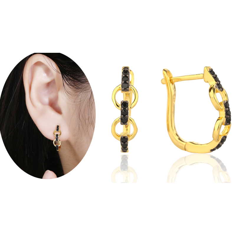 SREBRNE DAMSKIE KOLCZYKI ZŁOTE ANGIELSKIE CYRKONIE SREBRO 925