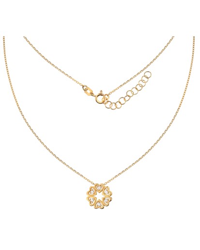 SREBRNY NASZYJNIK DAMSKI ZŁOTE SERDUSZKA Z CYRKNIAMI CELEBRYTKA SREBRO 925