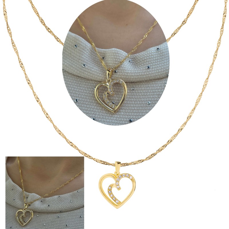 KOIESZKA SREBRNY POZŁACANY 24K SERCE WISIOREK SREBRNA LOVE 925