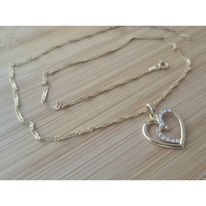 KOIESZKA SREBRNY POZŁACANY 24K SERCE WISIOREK SREBRNA LOVE 925