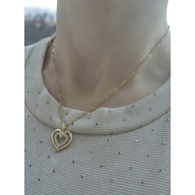 KOMPLET ŁAŃCUSZEK + ZAWIESZKA SREBRNY POZŁACANY 24K SERCE WISIOREK SREBRNA LOVE 925