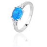 SREBRNY DAMSKI PIERŚCIONEK Z NIEBIESKIM DUŻYM OPALEM PRÓBA 925